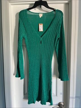 Surf Gypsy Emerald Green Ribbed Knit Dress
